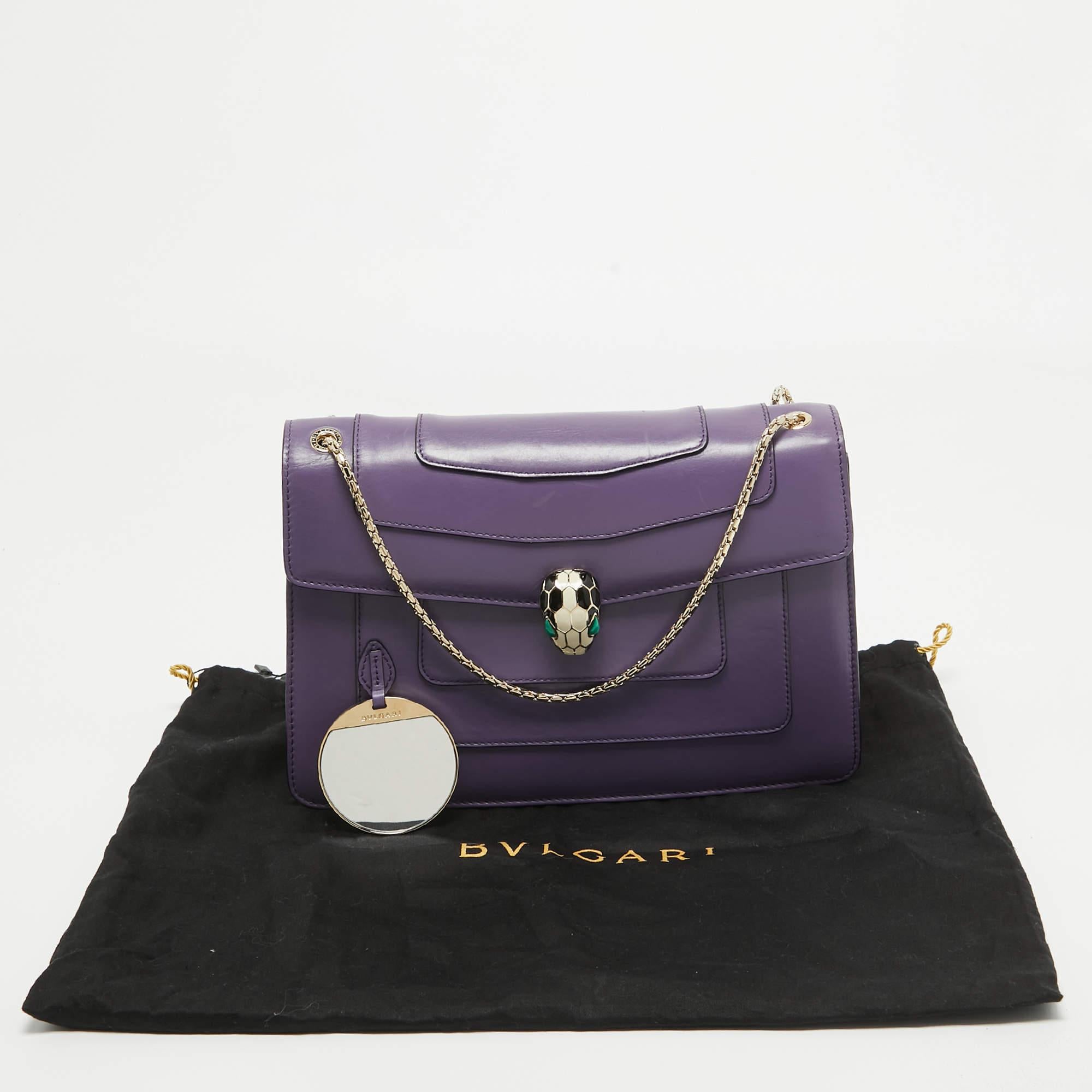 Bvlgari Purple Leather Medium Serpenti Forever Flap Bag 11