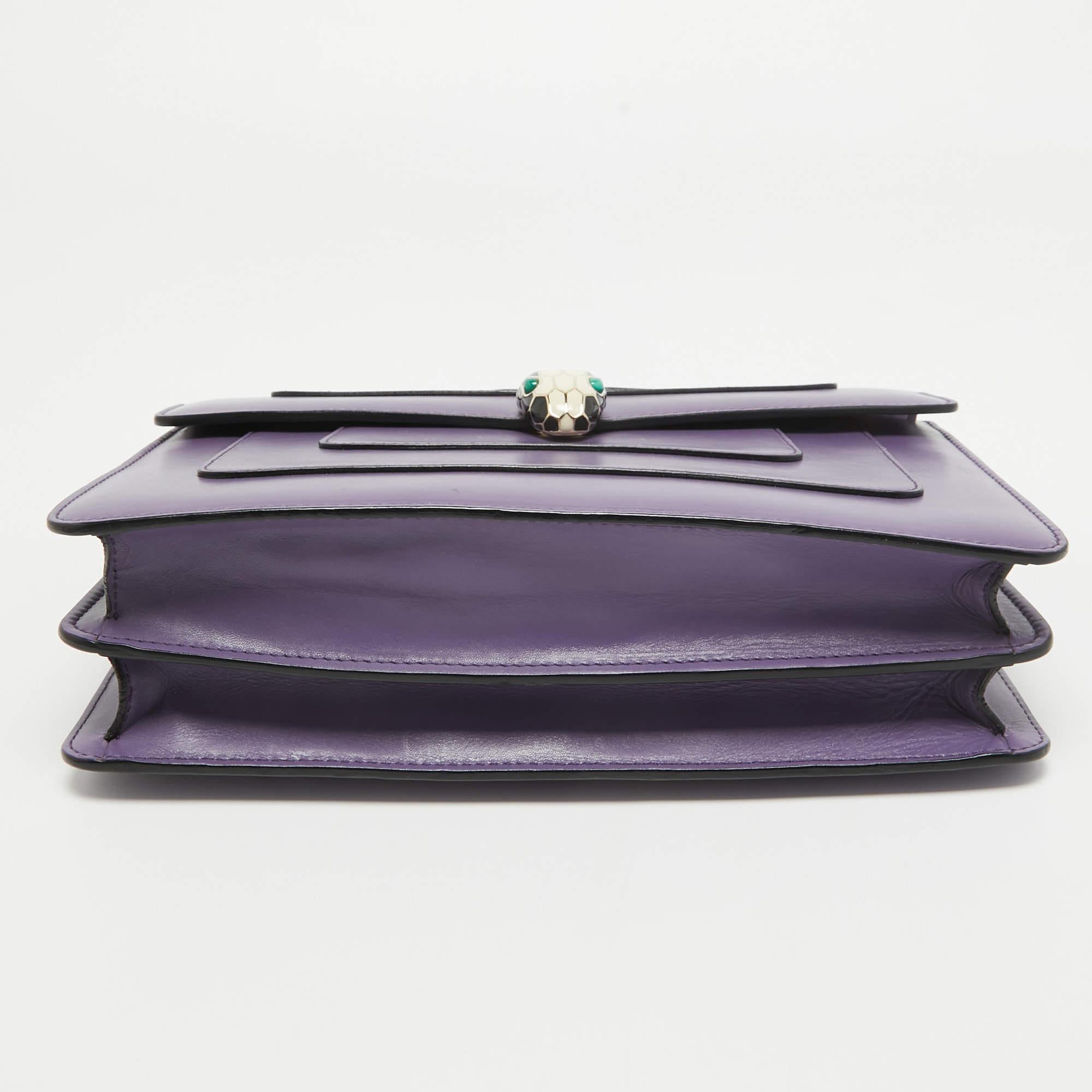 Bvlgari Purple Leather Medium Serpenti Forever Flap Bag 12