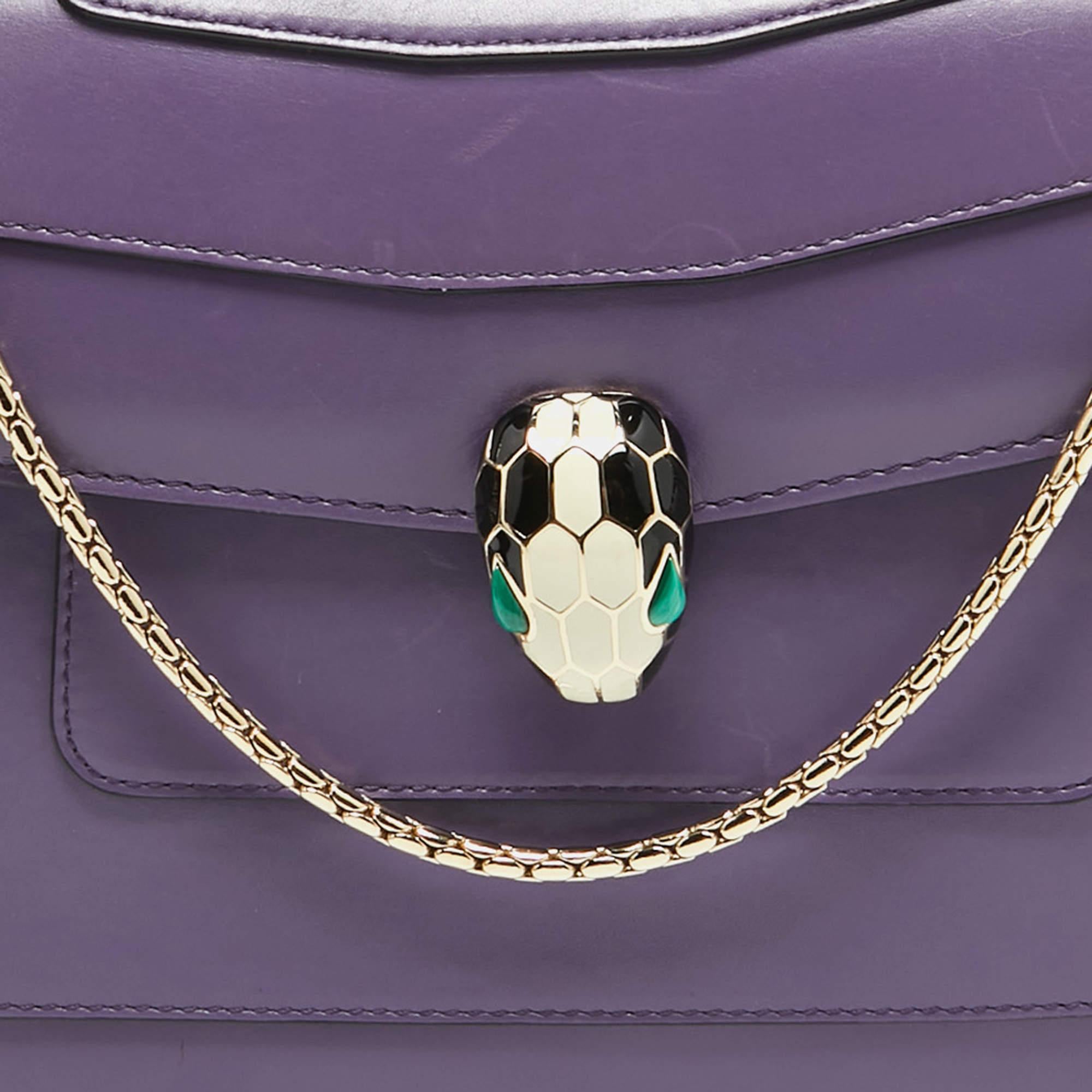 Women's Bvlgari Purple Leather Medium Serpenti Forever Flap Bag