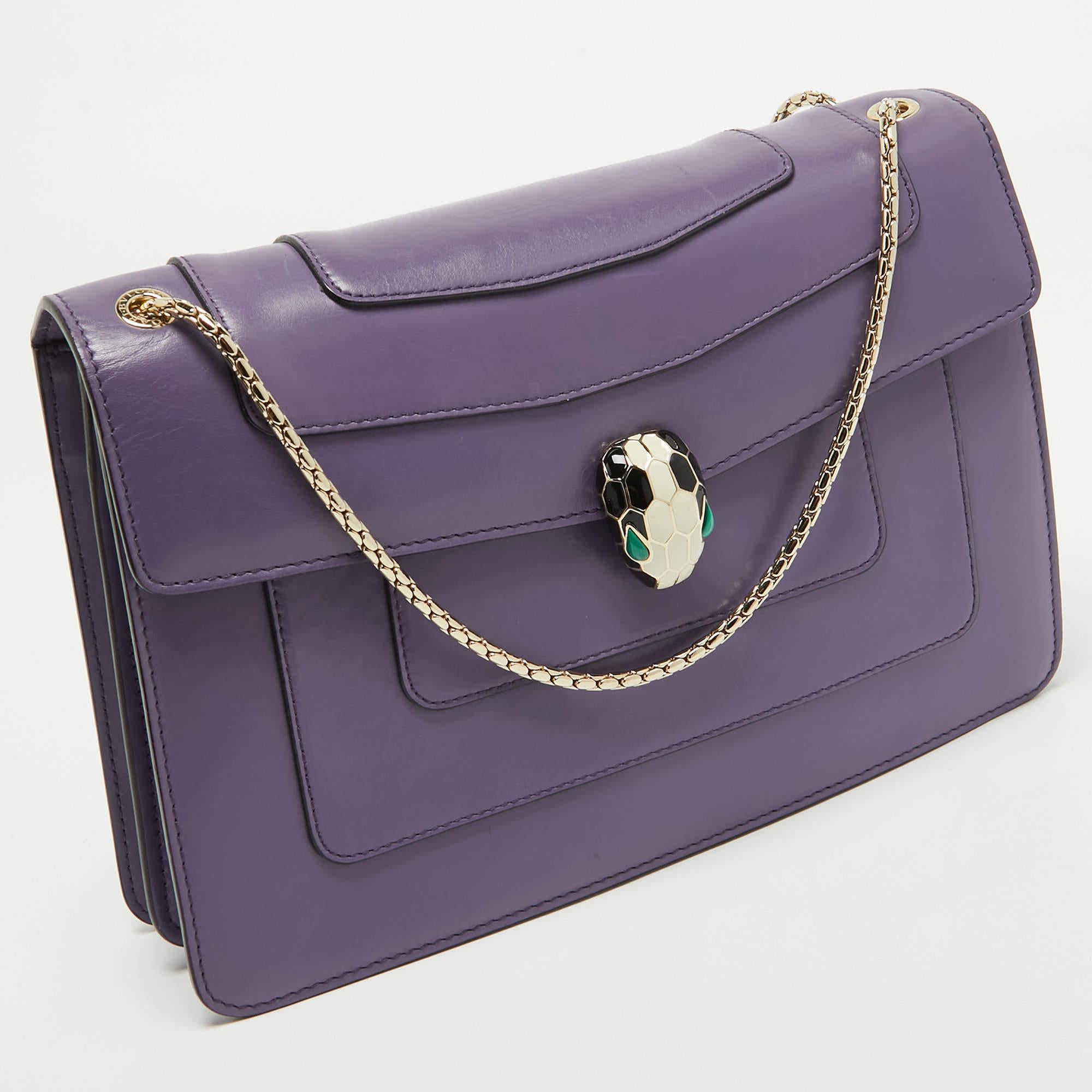 Bvlgari Purple Leather Medium Serpenti Forever Flap Bag 4