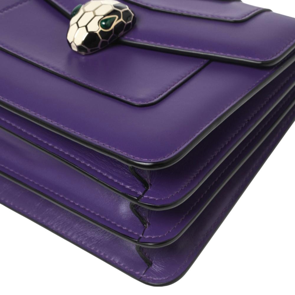 Bvlgari Purple Leather Serpenti Forever Flap Top Handle Bag 3