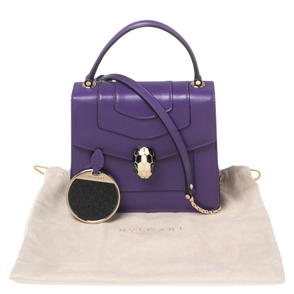 Bvlgari Purple Leather Serpenti Forever Flap Top Handle Bag 4