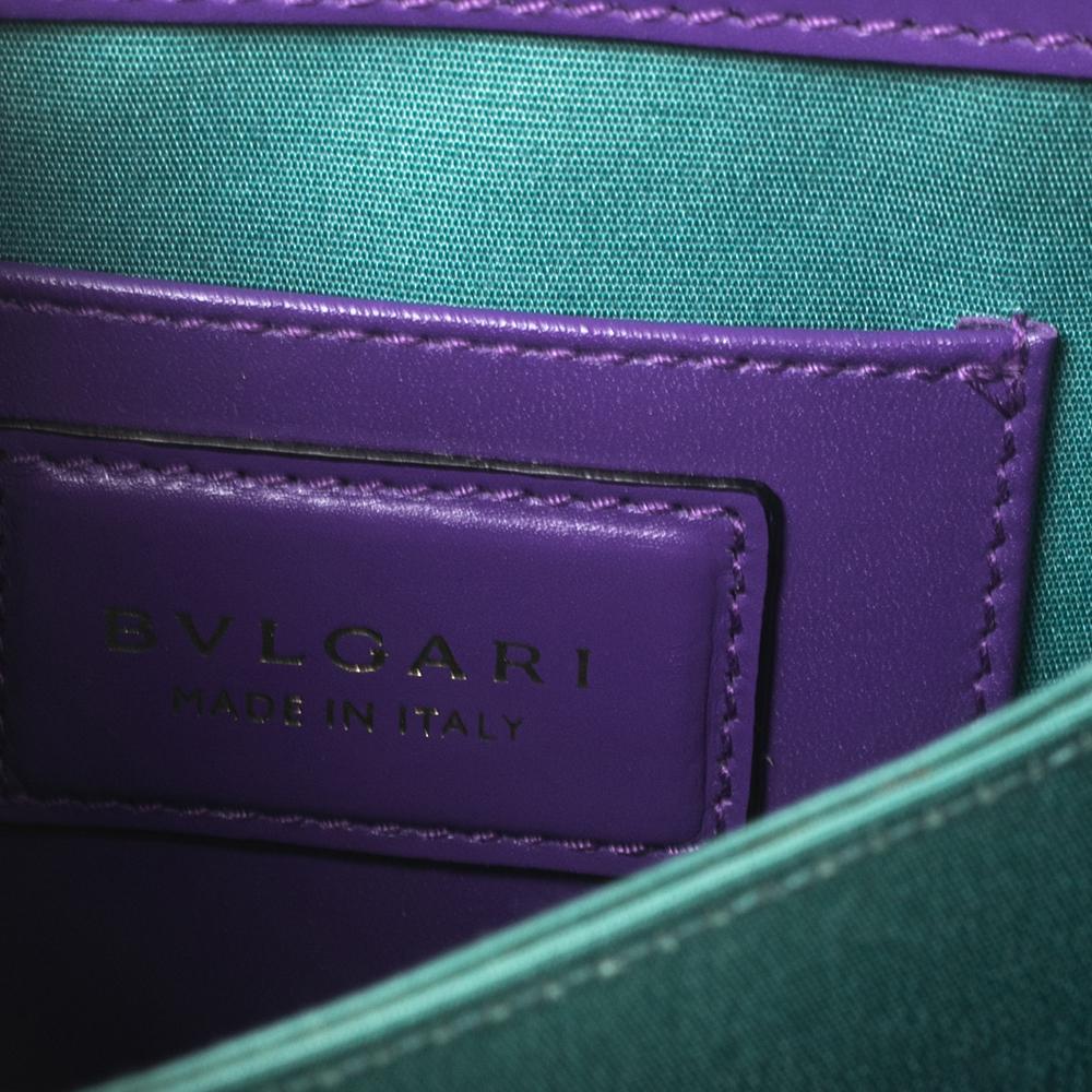 Bvlgari Purple Leather Serpenti Forever Flap Top Handle Bag In Good Condition In Dubai, Al Qouz 2