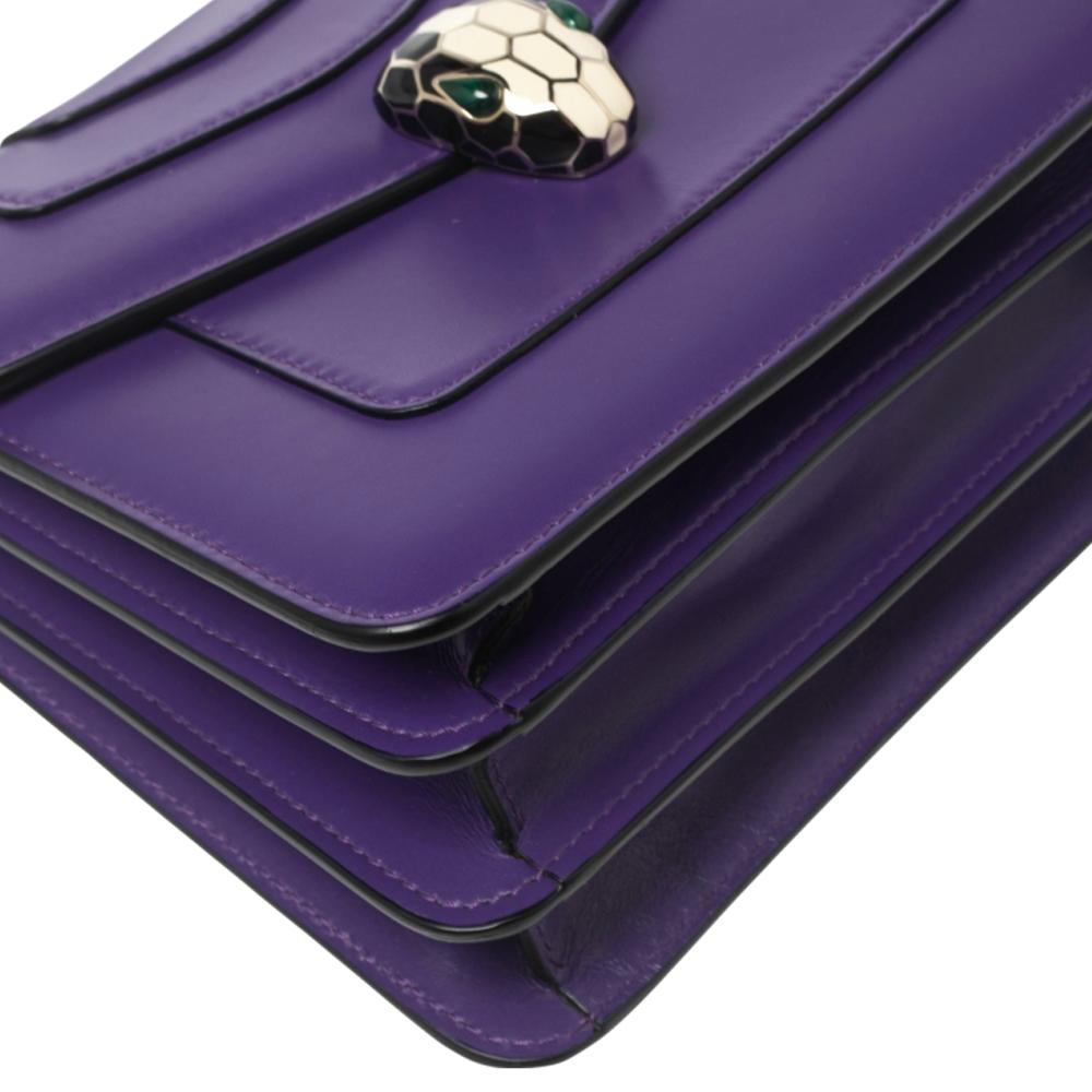 Bvlgari Purple Leather Serpenti Forever Flap Top Handle Bag 2