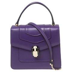 Bvlgari Purple Leather Serpenti Forever Flap Top Handle Bag