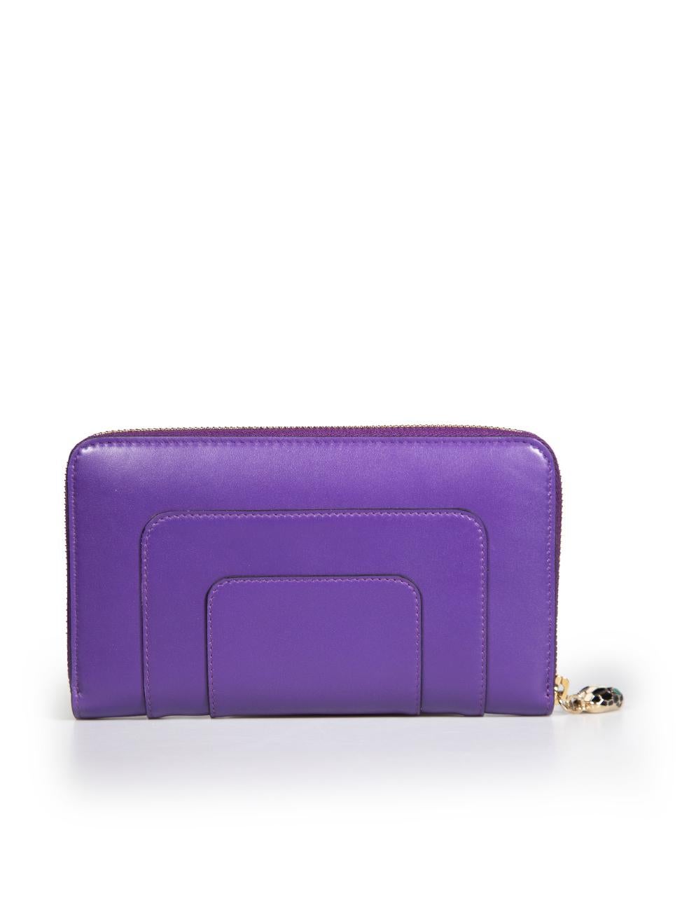 Bvlgari Purple Leather Serpenti Forever Wallet In Good Condition In London, GB