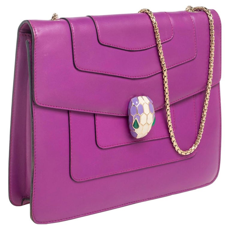 Bvlgari Purple Leather Small Serpenti Forever Shoulder Bag at 1stDibs