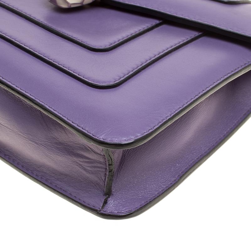 Gray Bvlgari Purple Leather Small Serpenti Forever Shoulder Bag