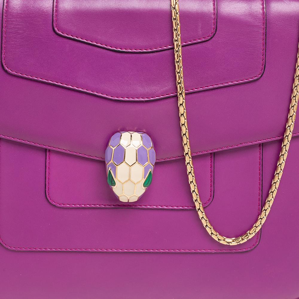 Women's Bvlgari Purple Leather Small Serpenti Forever Shoulder Bag