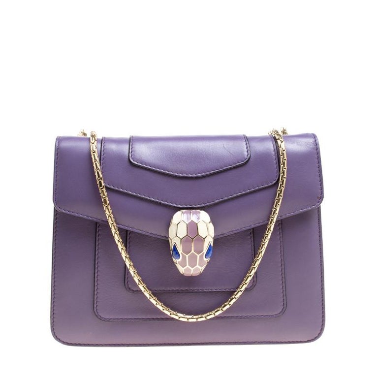 Bvlgari Purple Leather Small Serpenti Forever Shoulder Bag For Sale at ...