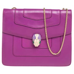 Bvlgari Purple Leather Small Serpenti Forever Shoulder Bag