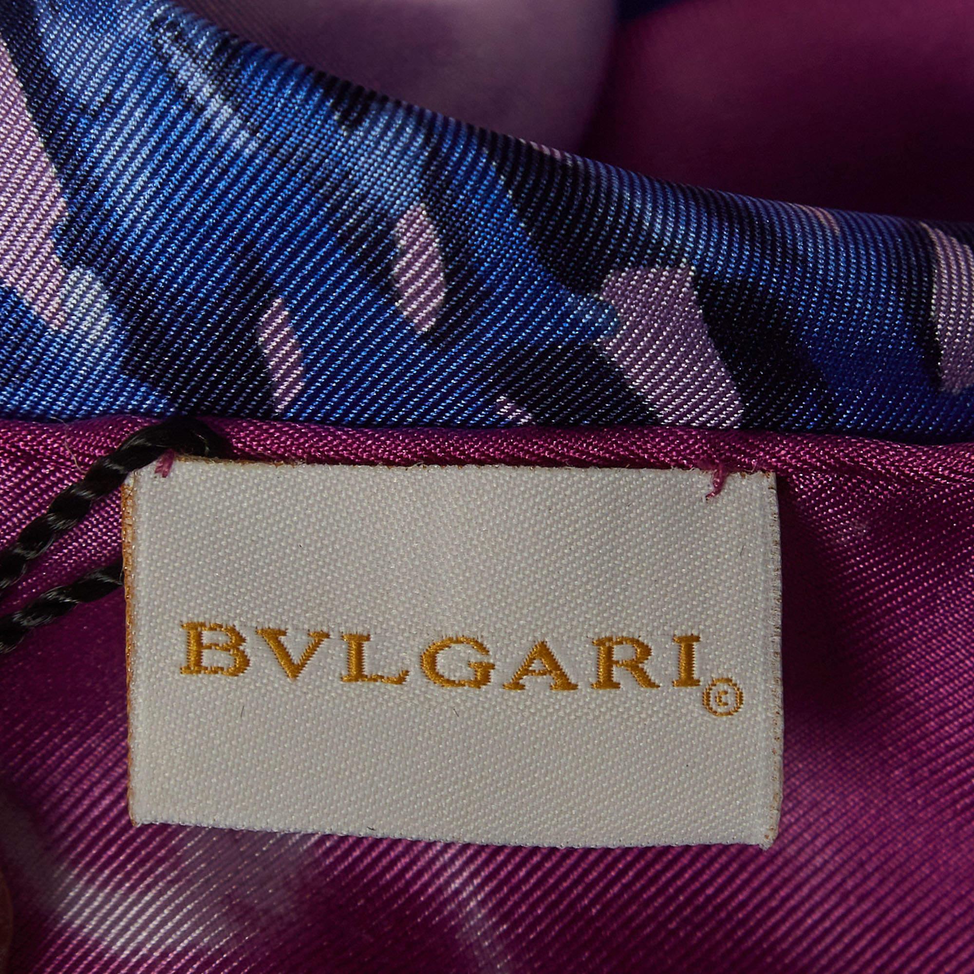 Women's Bvlgari Purple Ocean Print Silk Square Scarf For Sale