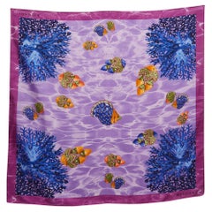 Bvlgari - Foulard carré en soie imprimé océan violet