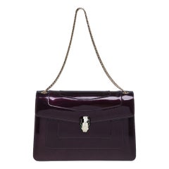 Bvlgari Purple Patent Leather Medium Serpenti Forever Shoulder Bag