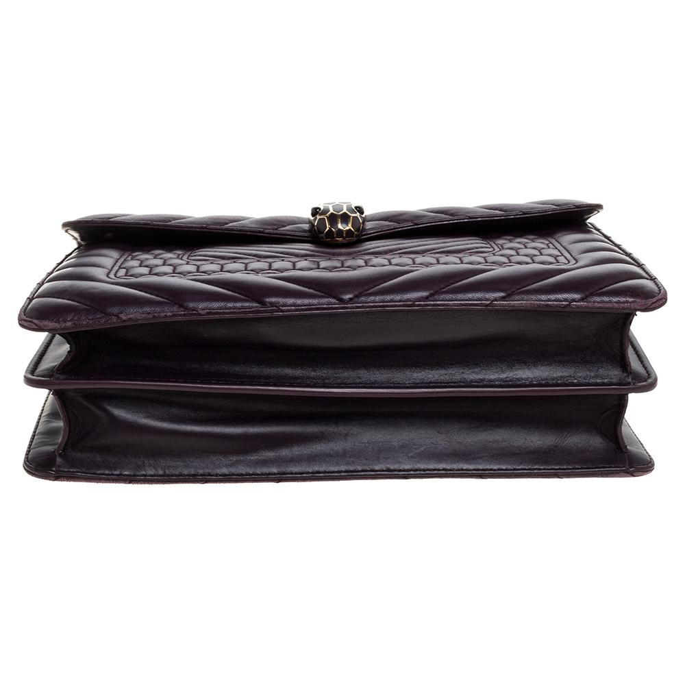 Women's Bvlgari Purple Quilted Scaglie Leather Medium Serpenti Forever Shoulder Bag