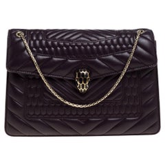 Bvlgari Lila Gesteppte Scaglie Leder Medium Serpenti Forever Umhängetasche