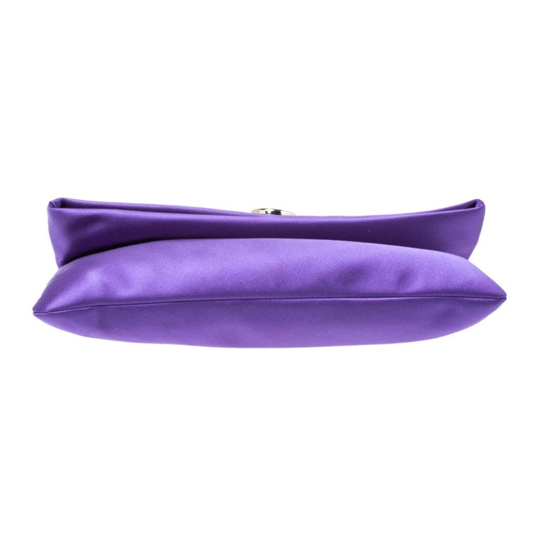 Bvlgari Purple Satin Flap Clutch For Sale at 1stDibs