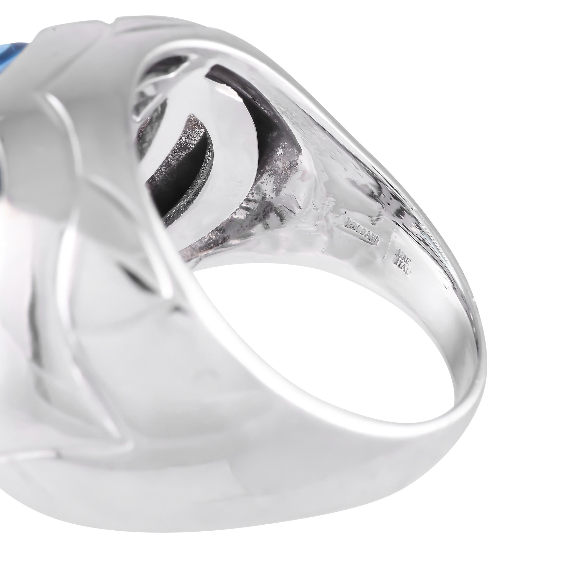 Mixed Cut Bvlgari Pyramid 18K White Gold Topaz Ring BV02-093024