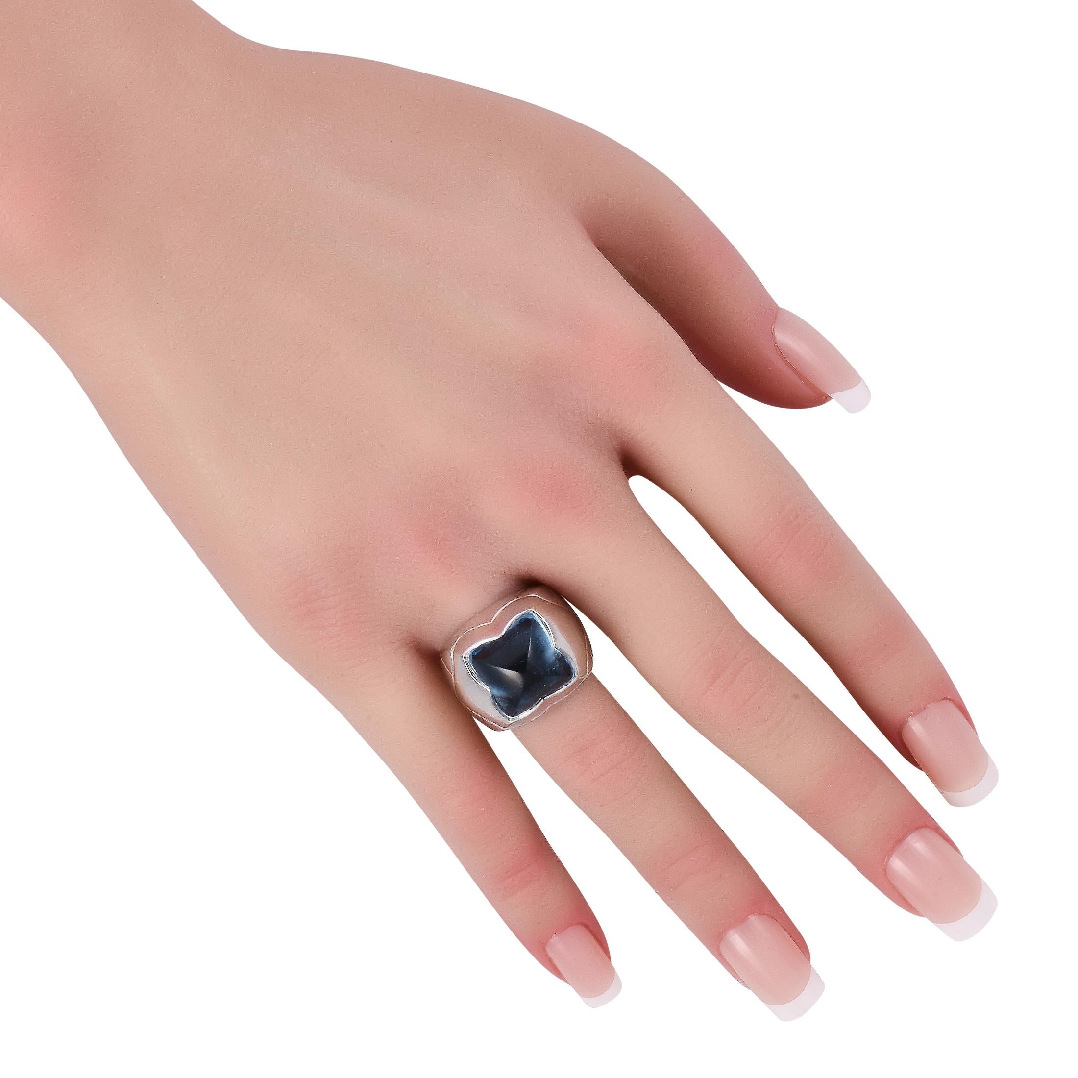 Bvlgari Pyramid 18K White Gold Topaz Ring BV02-093024 In Excellent Condition In Southampton, PA