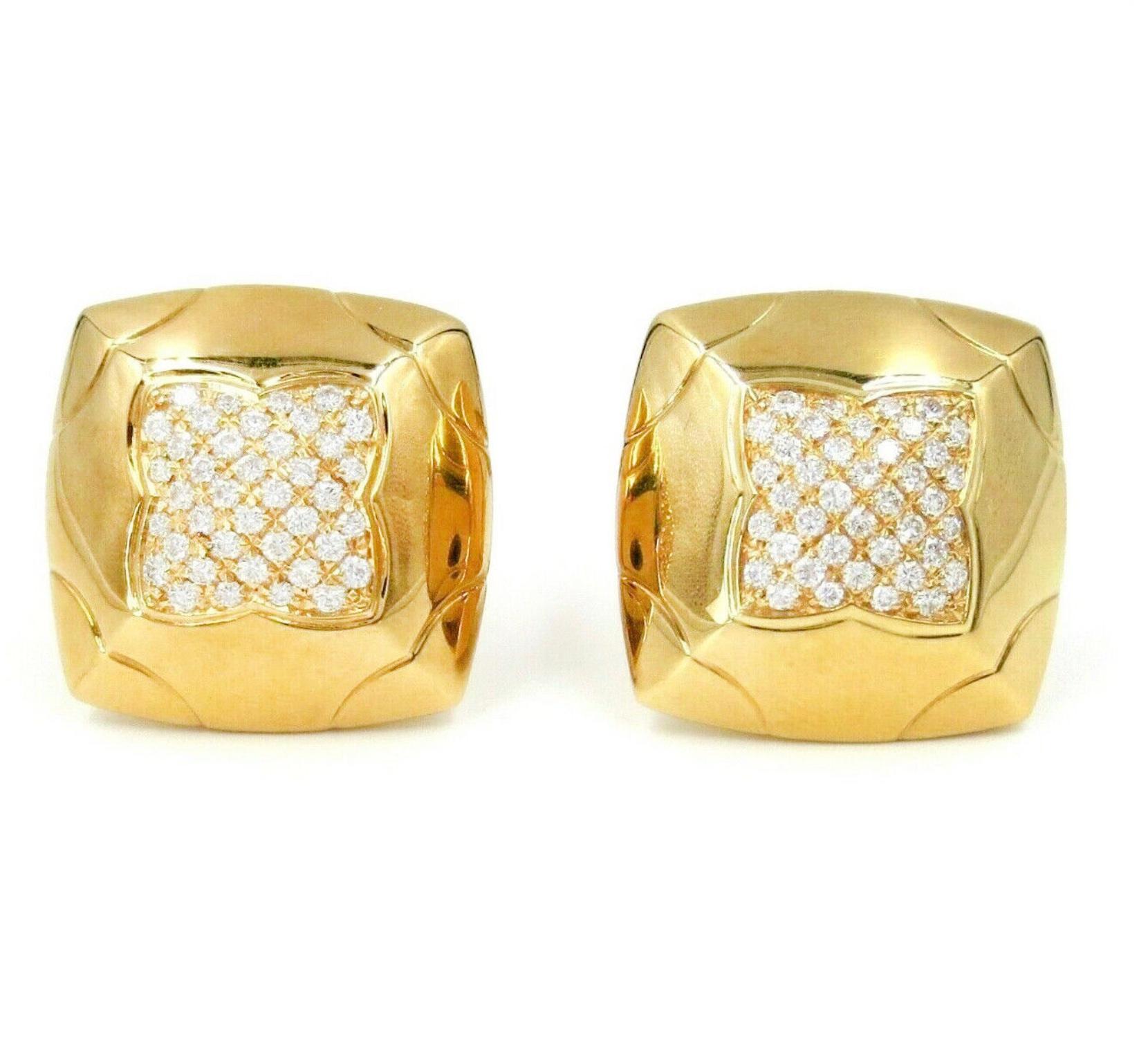 Taille ronde Bvlgari  Pyramid 18k Yellow Gold Diamond Earrings en vente