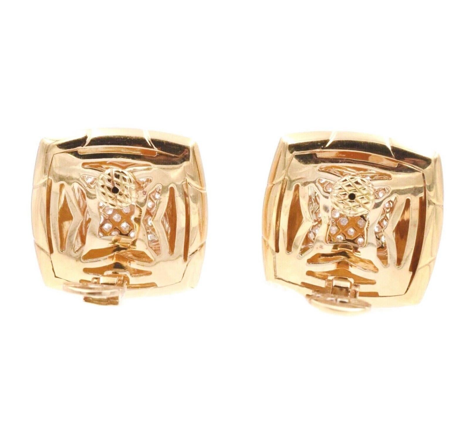 Bvlgari  Pyramid 18k Yellow Gold Diamond Earrings en vente 1