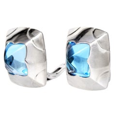 Bvlgari Pyramid Blue Topaz Earrings 18K White Gold