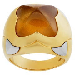 Bvlgari "Pyramid" Citrine Ring in 18 Karat Yellow and White Gold