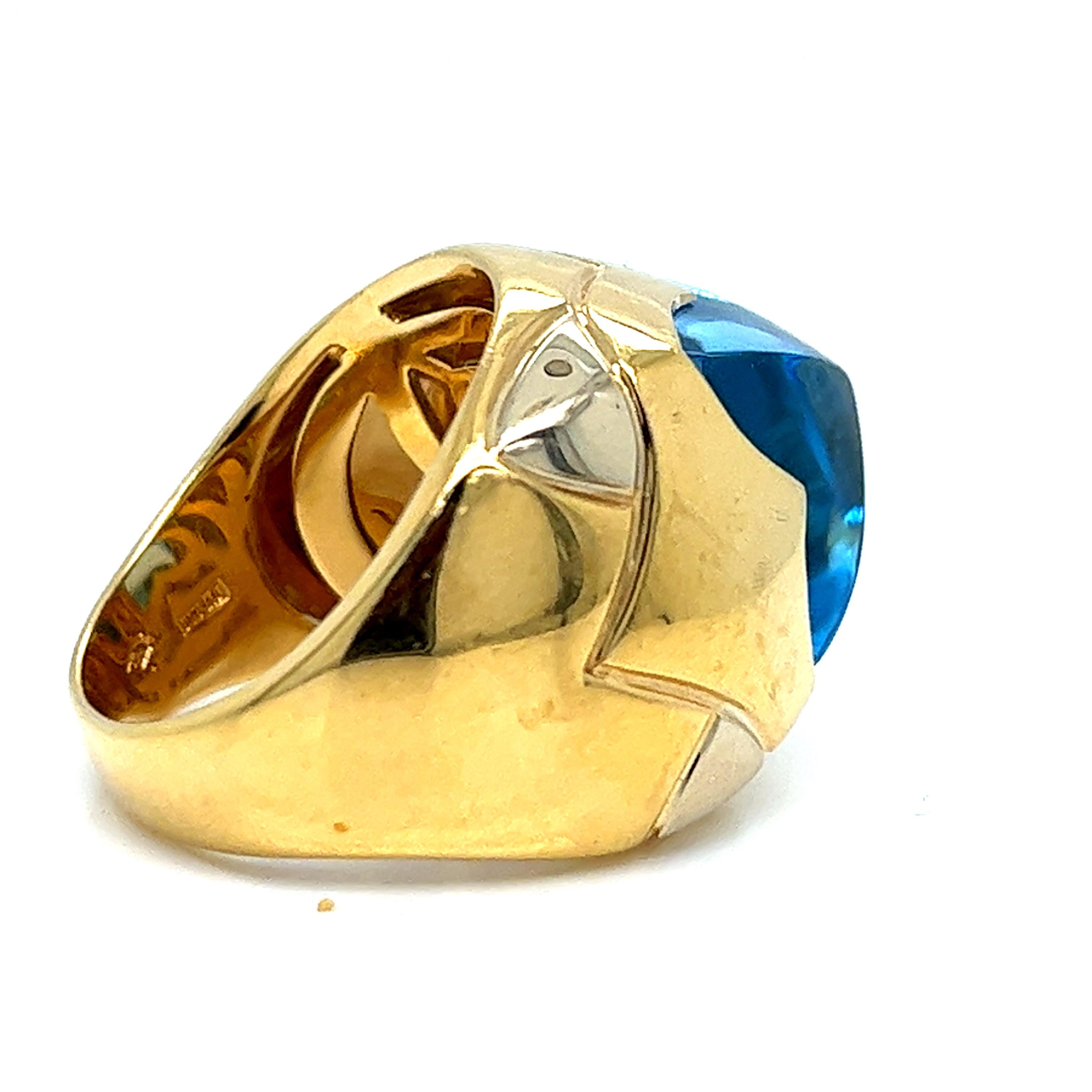 Bvlgari  Pyramid Clips Earrings Ring and Pendant 18Kt gold & carved Blue Topaz 3