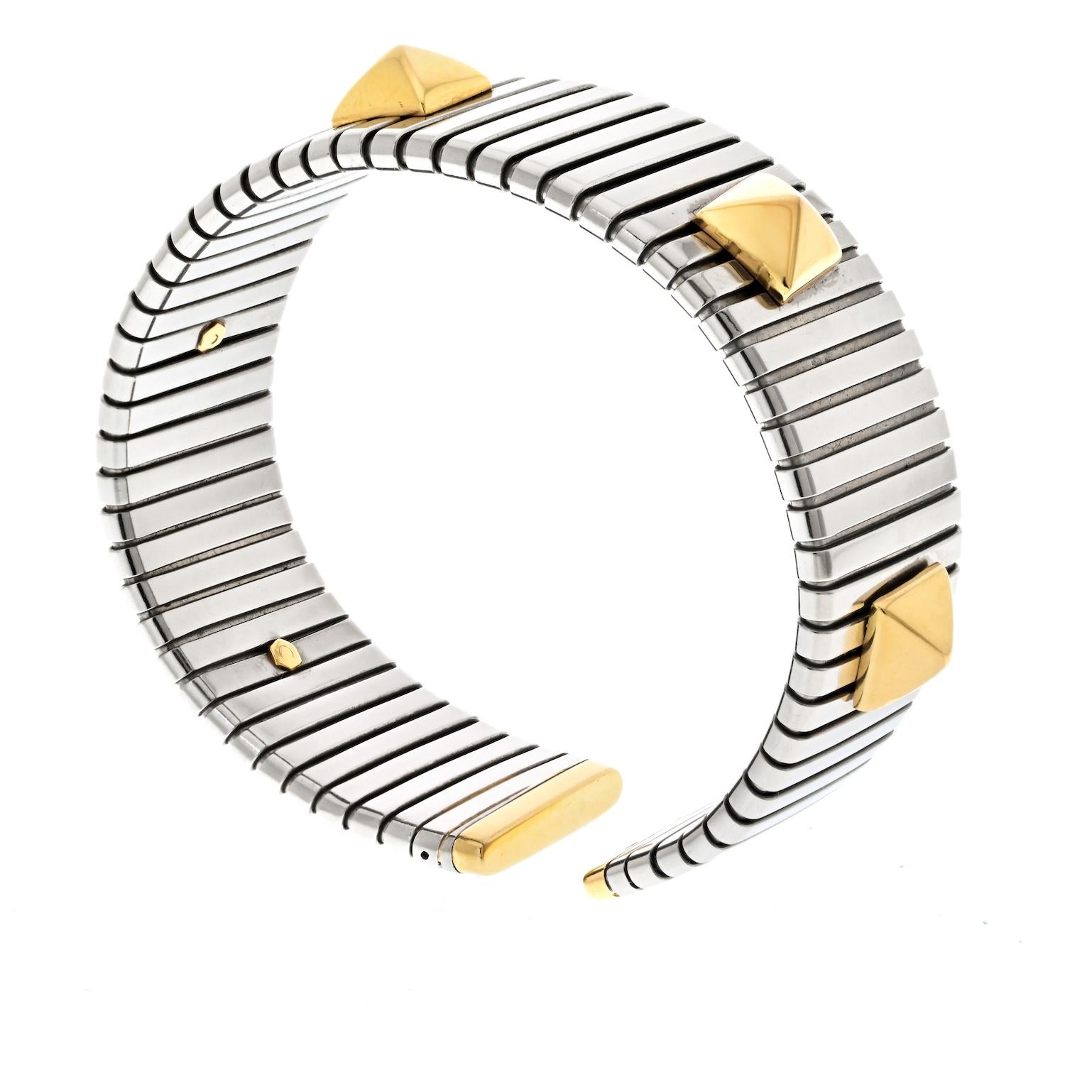 Manschettenarmband von Bvlgari Pyramiden Tubogas im Zustand „Hervorragend“ in New York, NY