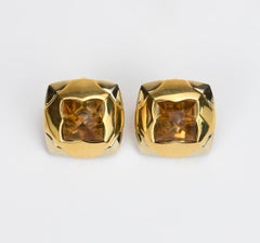 Bvlgari Pyramide Citrine Yellow Gold Clip-on Earrings