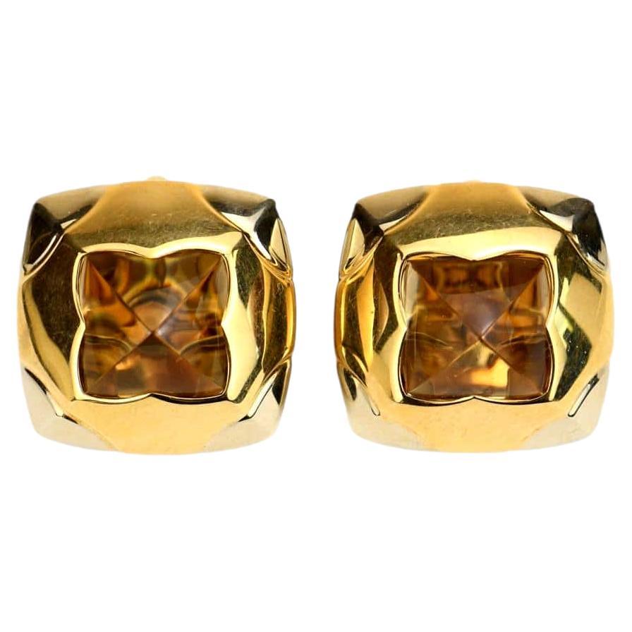 Bvlgari Pyramide Citrine Yellow Gold Clip-on Earrings For Sale