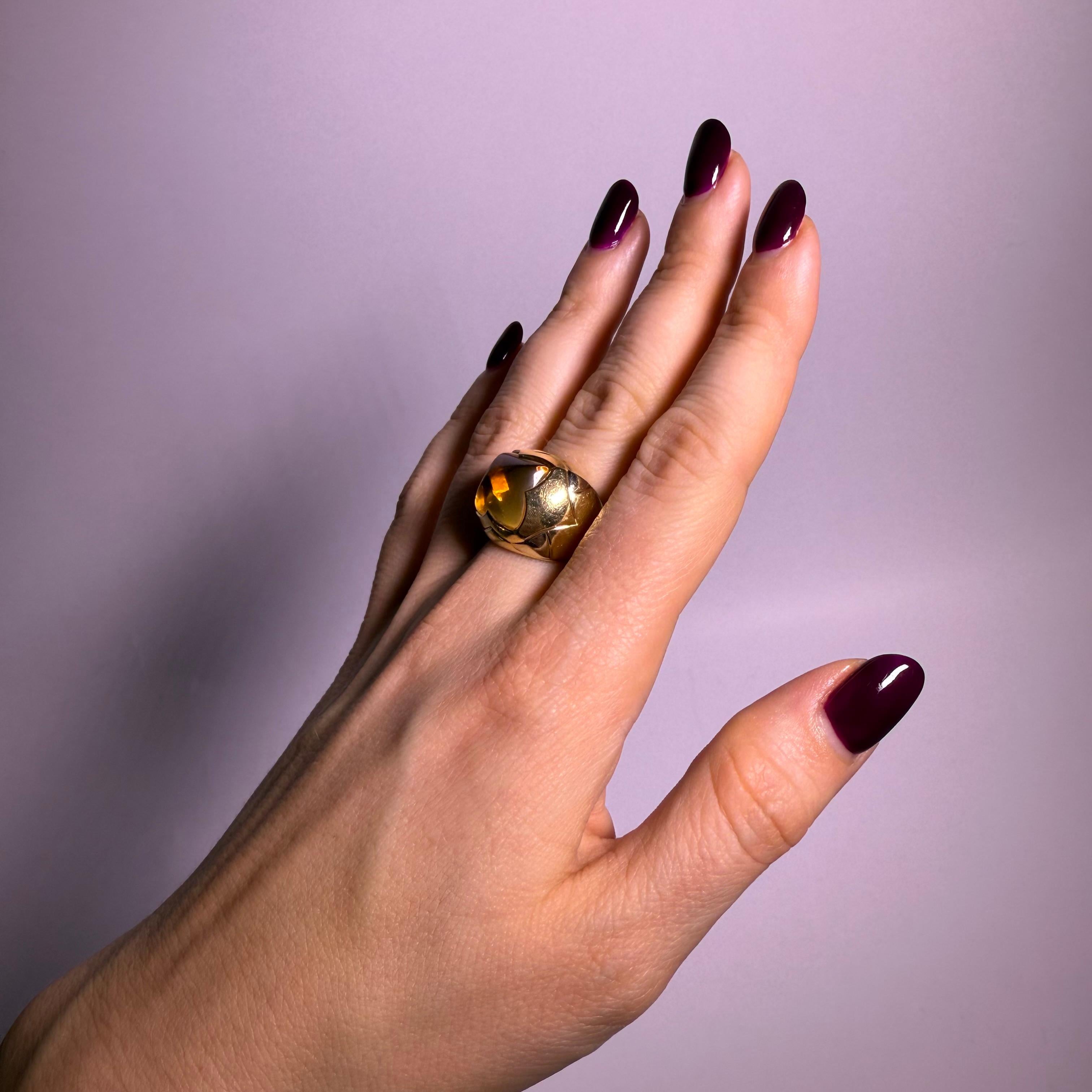 BVLGARI Pyramide Ring With Citrine in 18 Karat Yellow Gold 6