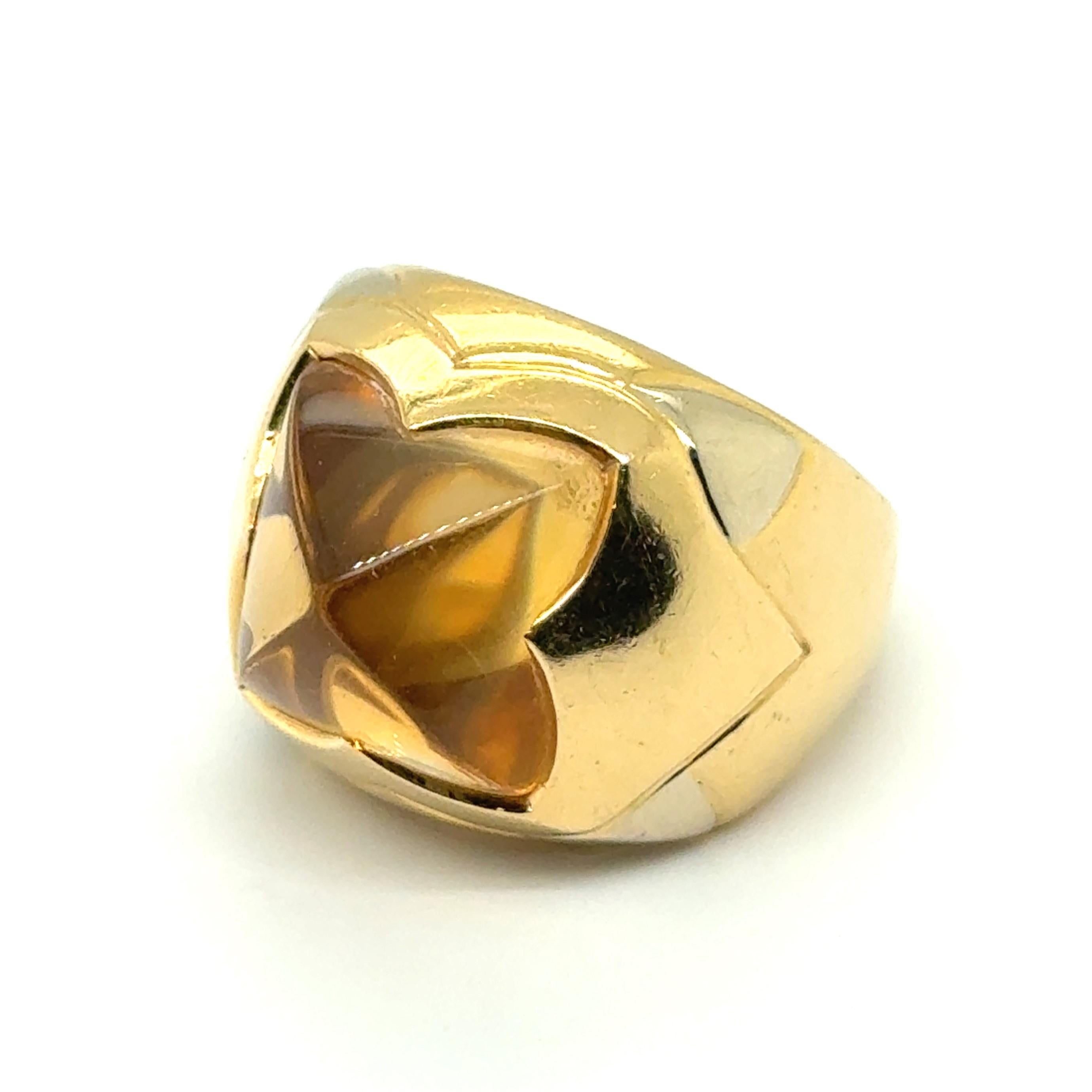 BVLGARI Pyramide Ring With Citrine in 18 Karat Yellow Gold 7