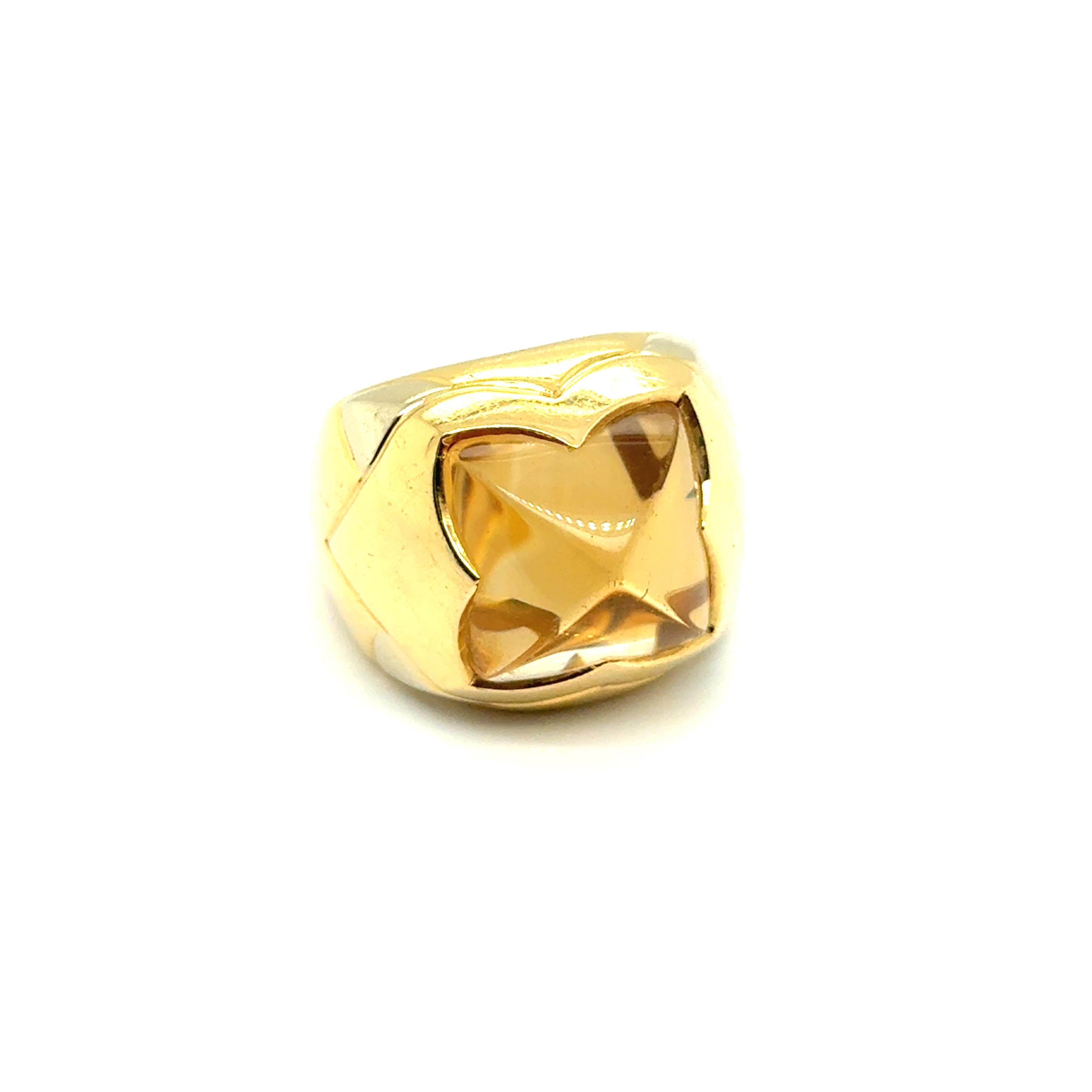 BVLGARI Pyramide Ring With Citrine in 18 Karat Yellow Gold 8