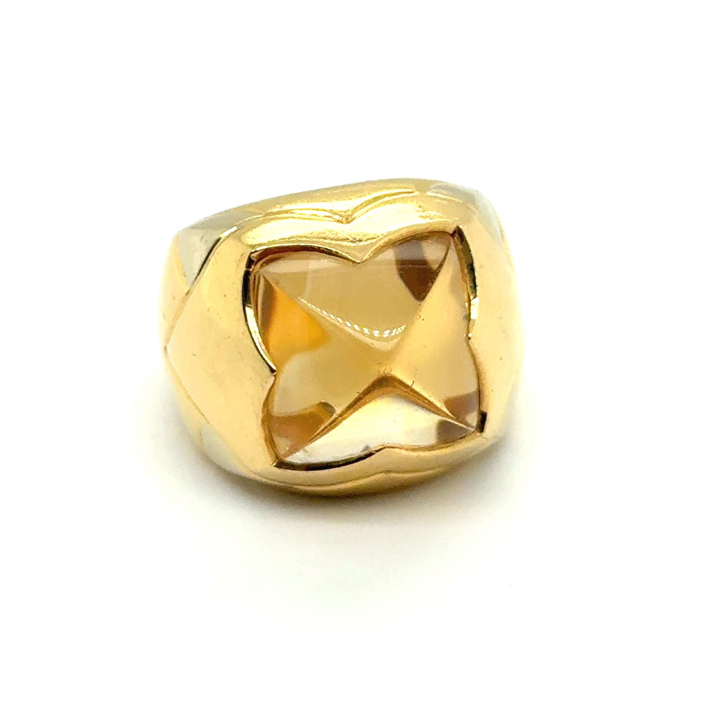 BVLGARI Pyramide Ring With Citrine in 18 Karat Yellow Gold 9