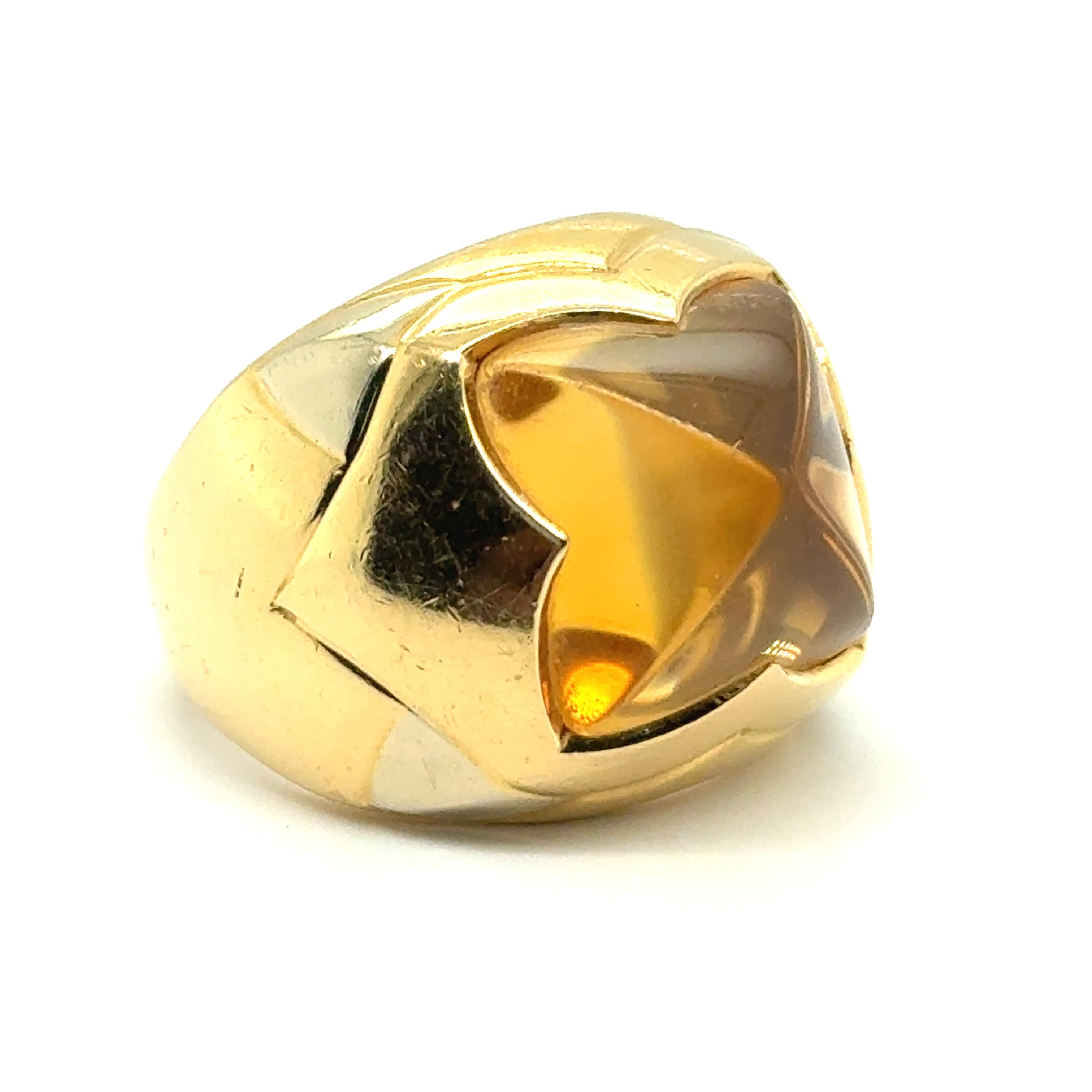 BVLGARI Pyramide Ring With Citrine in 18 Karat Yellow Gold In Good Condition In Lucerne, CH