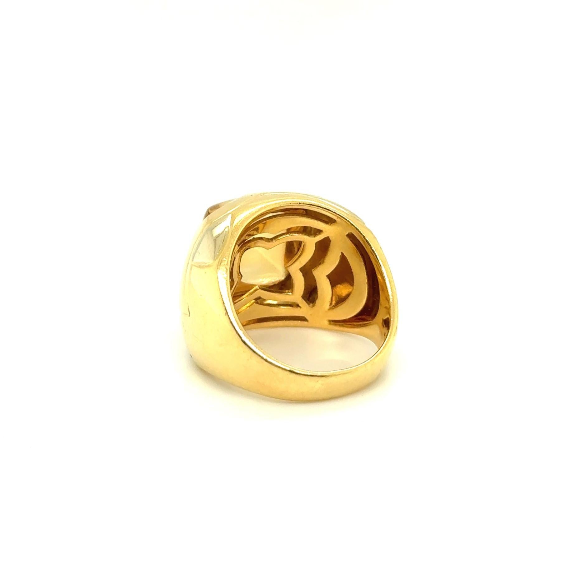 Women's or Men's BVLGARI Pyramide Ring With Citrine in 18 Karat Yellow Gold