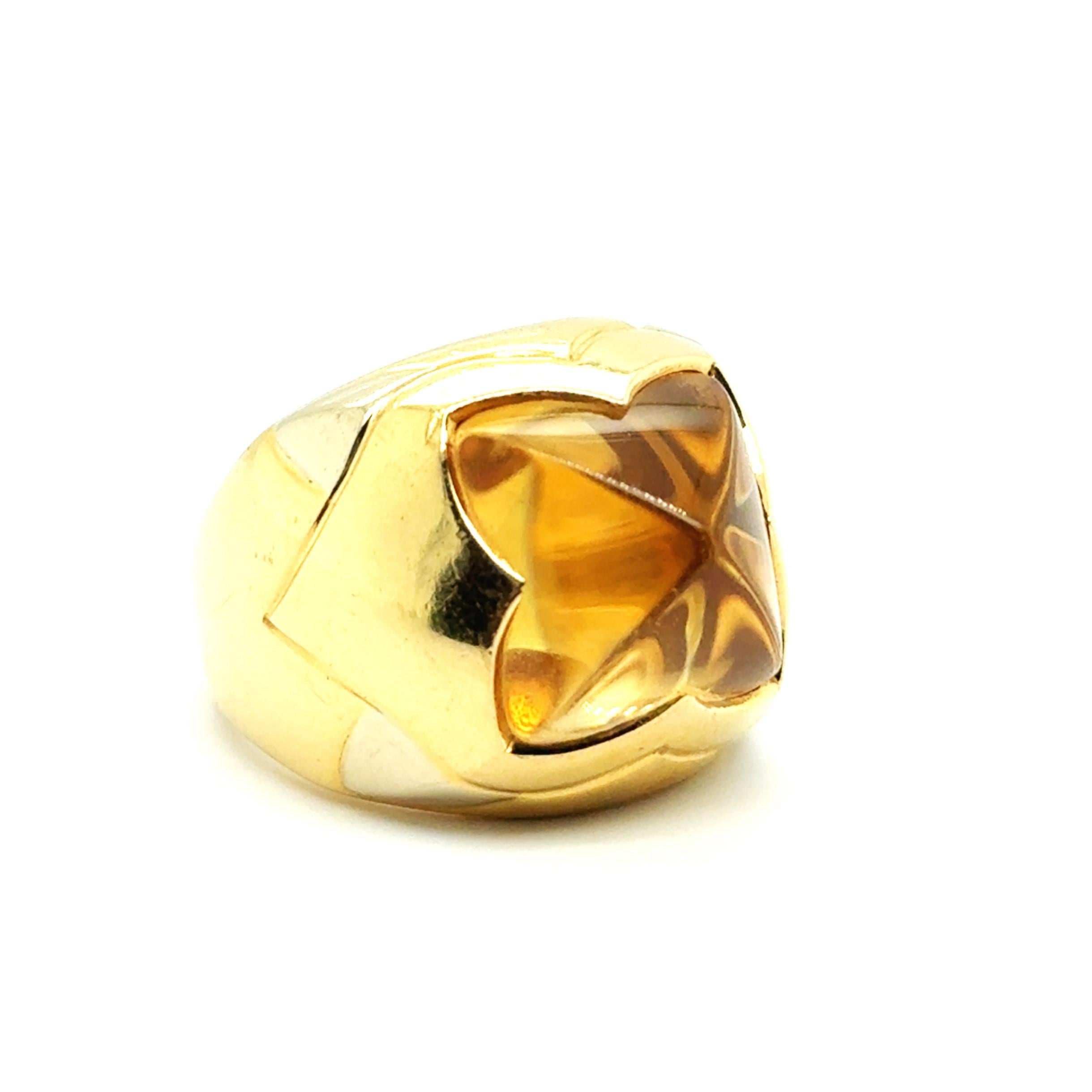 BVLGARI Pyramide Ring With Citrine in 18 Karat Yellow Gold 1
