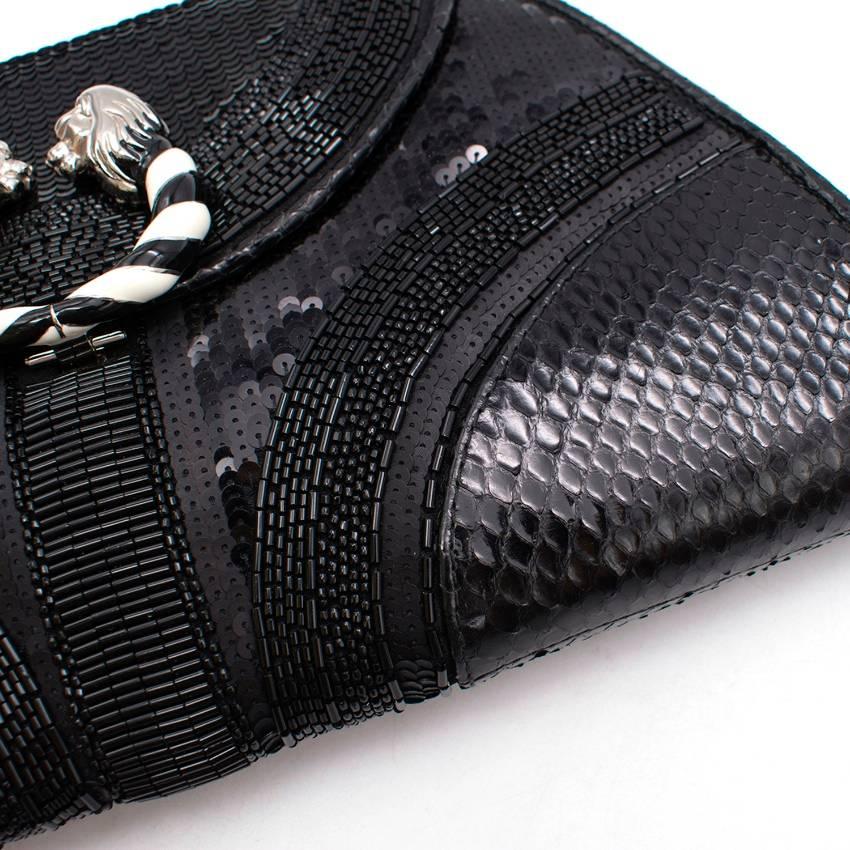 Bvlgari Python Embellished Lion Head Clutch Bag For Sale 1