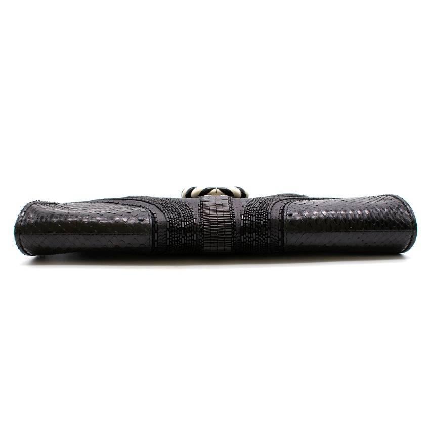 Bvlgari Python Embellished Lion Head Clutch Bag For Sale 4
