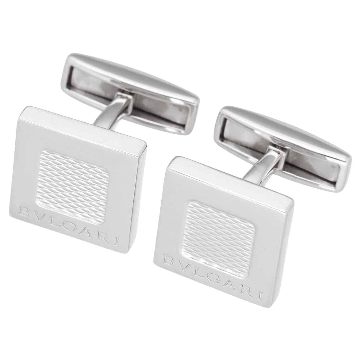 BVLGARI QUADLARD 18 Karat White Gold Cufflinks