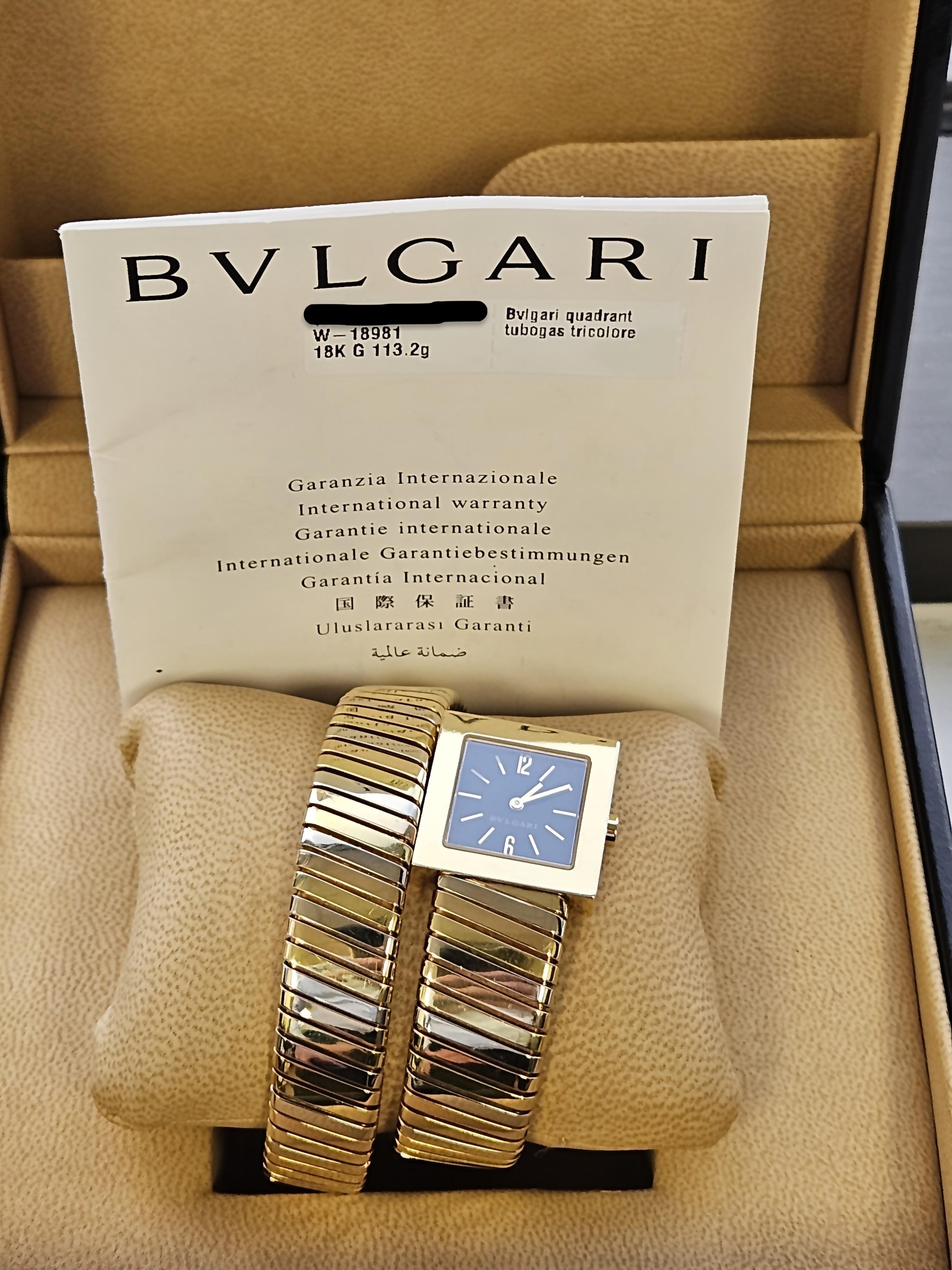 Boîte et papiers Bvlgari Quadrant Tubogas tricolore 1