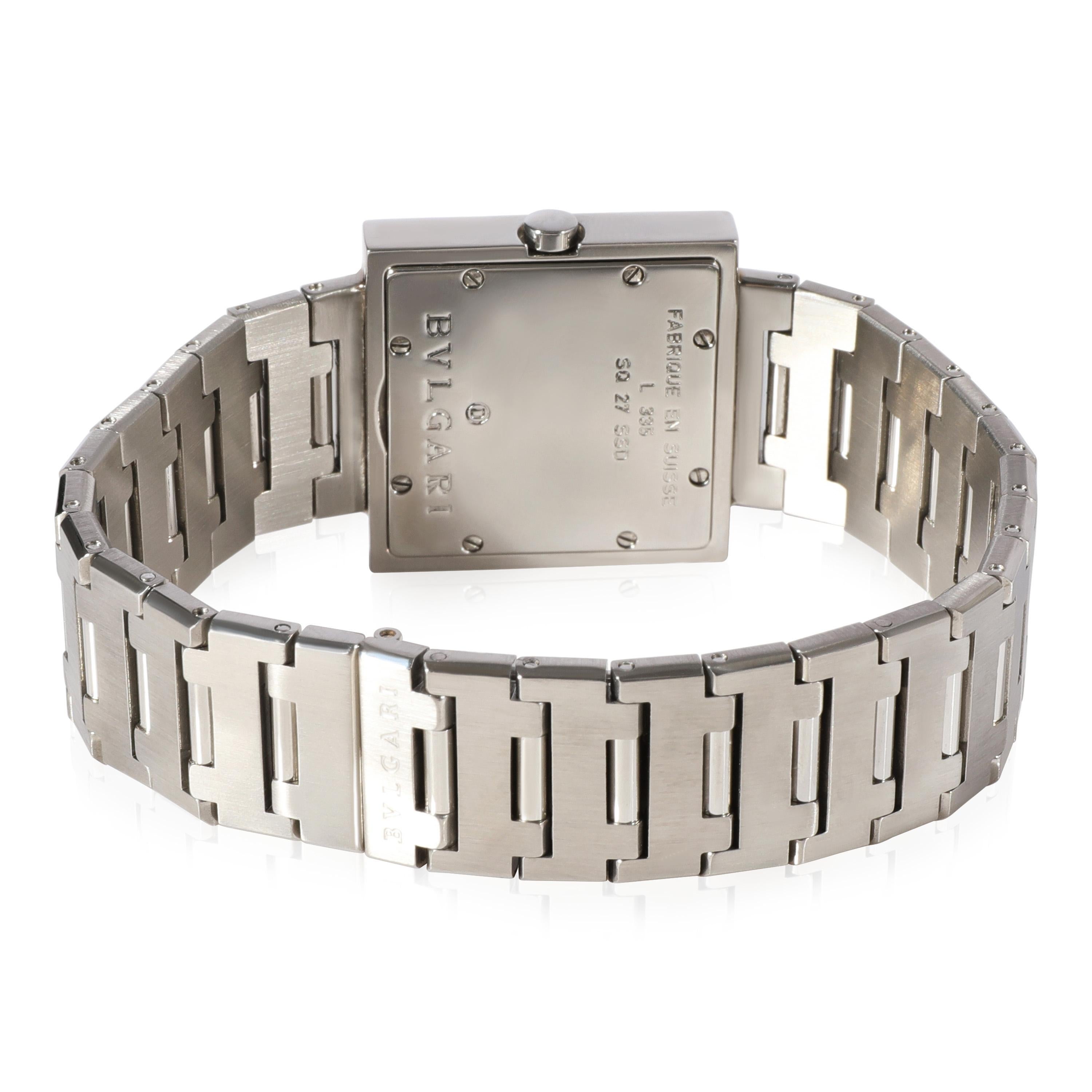 BVLGARI Quadrato SQ 27 SSD Damenuhr in  Rostfreier Stahl

SKU: 119478

PRIMÄRE DETAILS
Marke: BVLGARI
Modell: Quadrato
Herkunftsland: Schweiz
Uhrwerk Typ: Quarz: Batterie
Jahr der Herstellung: 1990-1999
Zustand: In ausgezeichnetem Zustand und