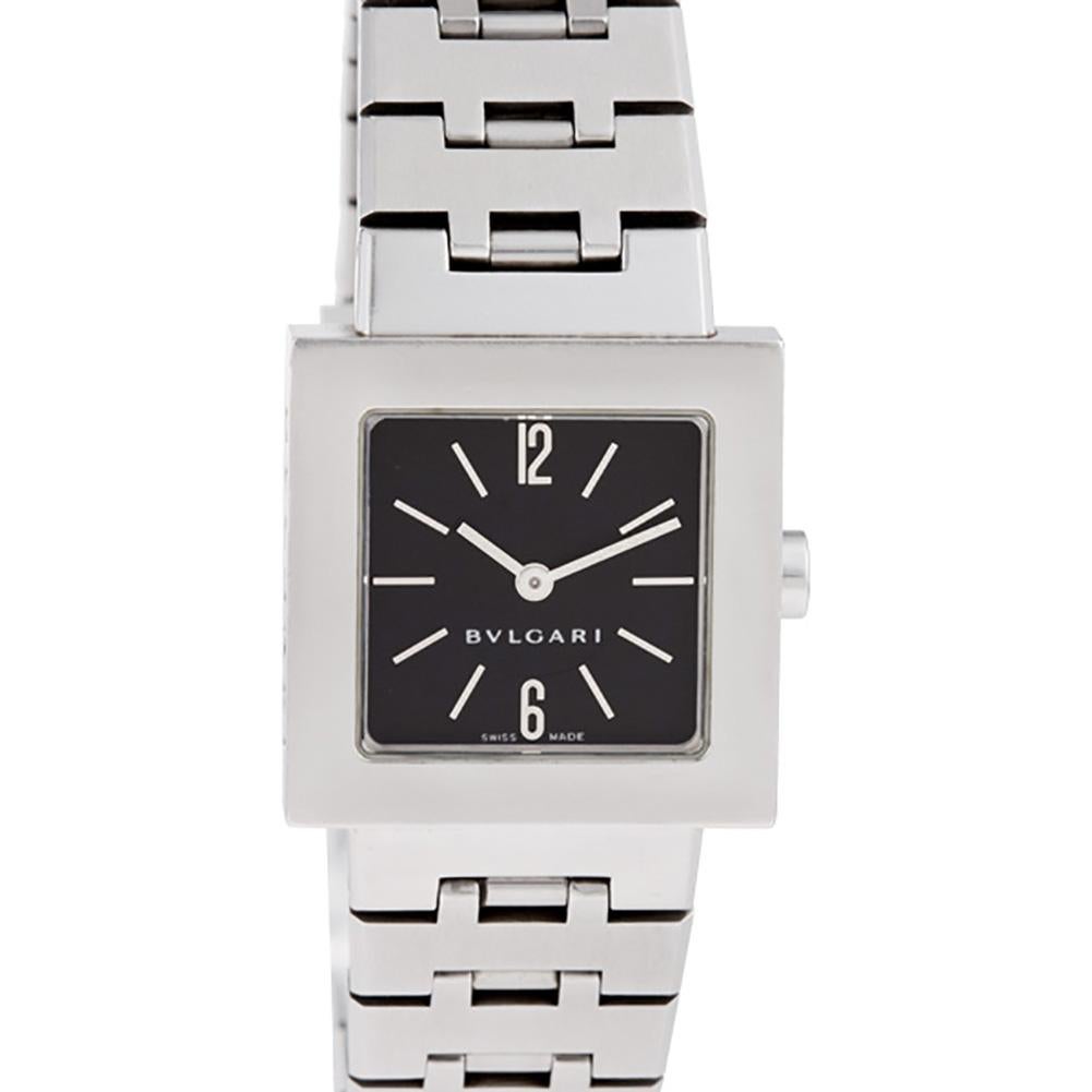 Ladies Bvlgari Quadrato in stainless steel 22mm case size. Quartz. Model SQ22SS. Circa 2000s. Fine Pre-owned Bvlgari / Bulgari Watch.

Certified preowned Bvlgari Quadrato sq22ss watch is made out of Stainless steel on a Stainless Steel bracelet with