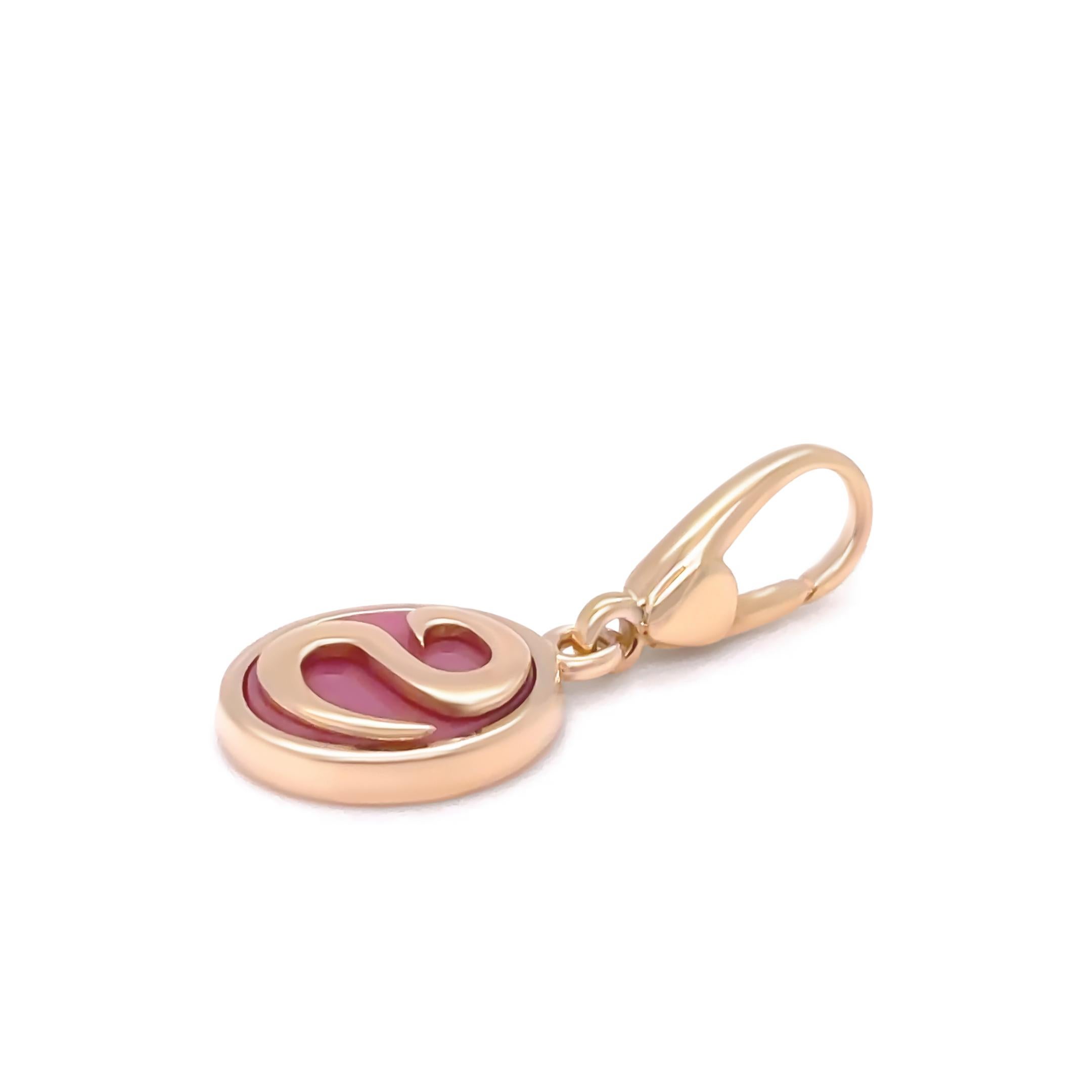 Grezzo Bvlgari Ciondolo Charm Raro in oro giallo 18ct Rodocrosite 4,17g in vendita
