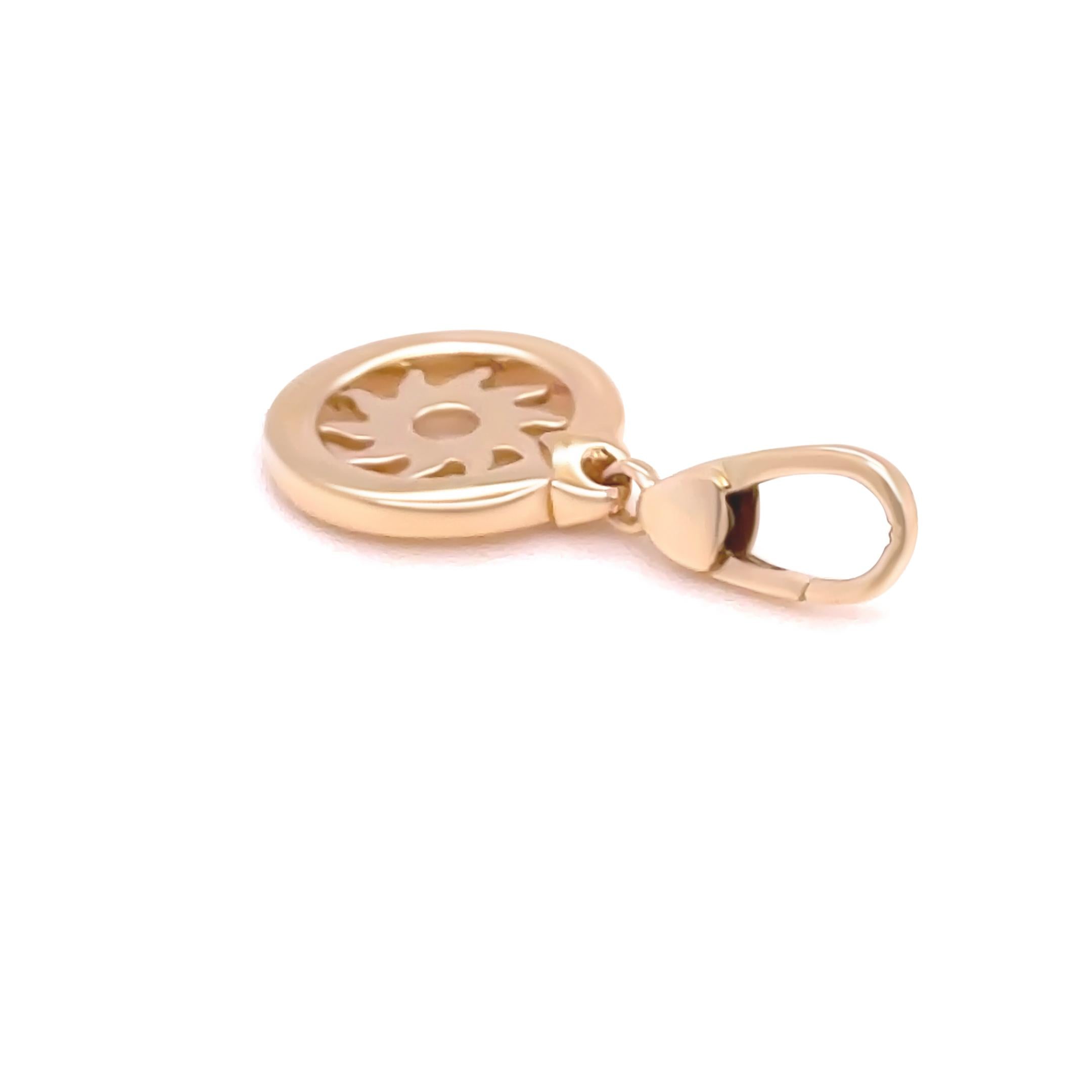 Bvlgari Rare 18ct Yellow Gold Tondo Sunburst Circle Charm Pendant 3.73g In Excellent Condition In SYDNEY, NSW