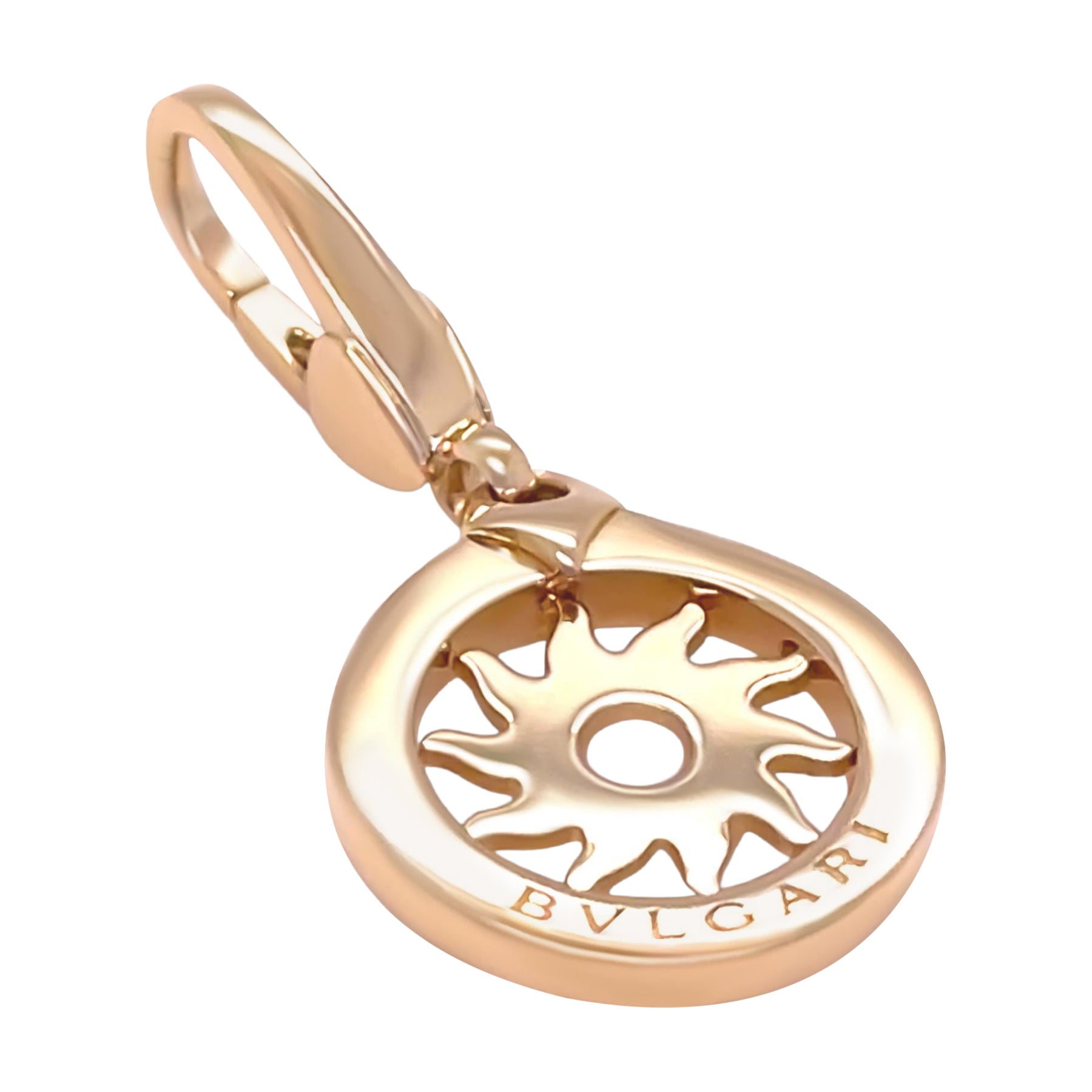 Bvlgari Rare 18ct Yellow Gold Tondo Sunburst Circle Charm Pendant 3.73g For Sale