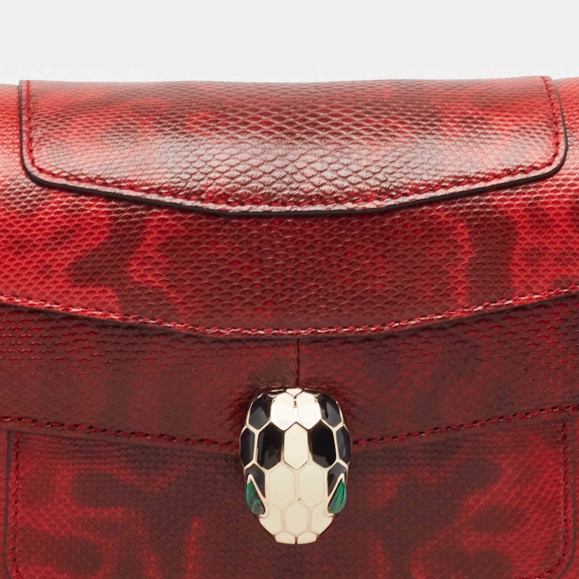 Women's Bvlgari Red Karung Leather Medium Serpenti Forever Shoulder Bag