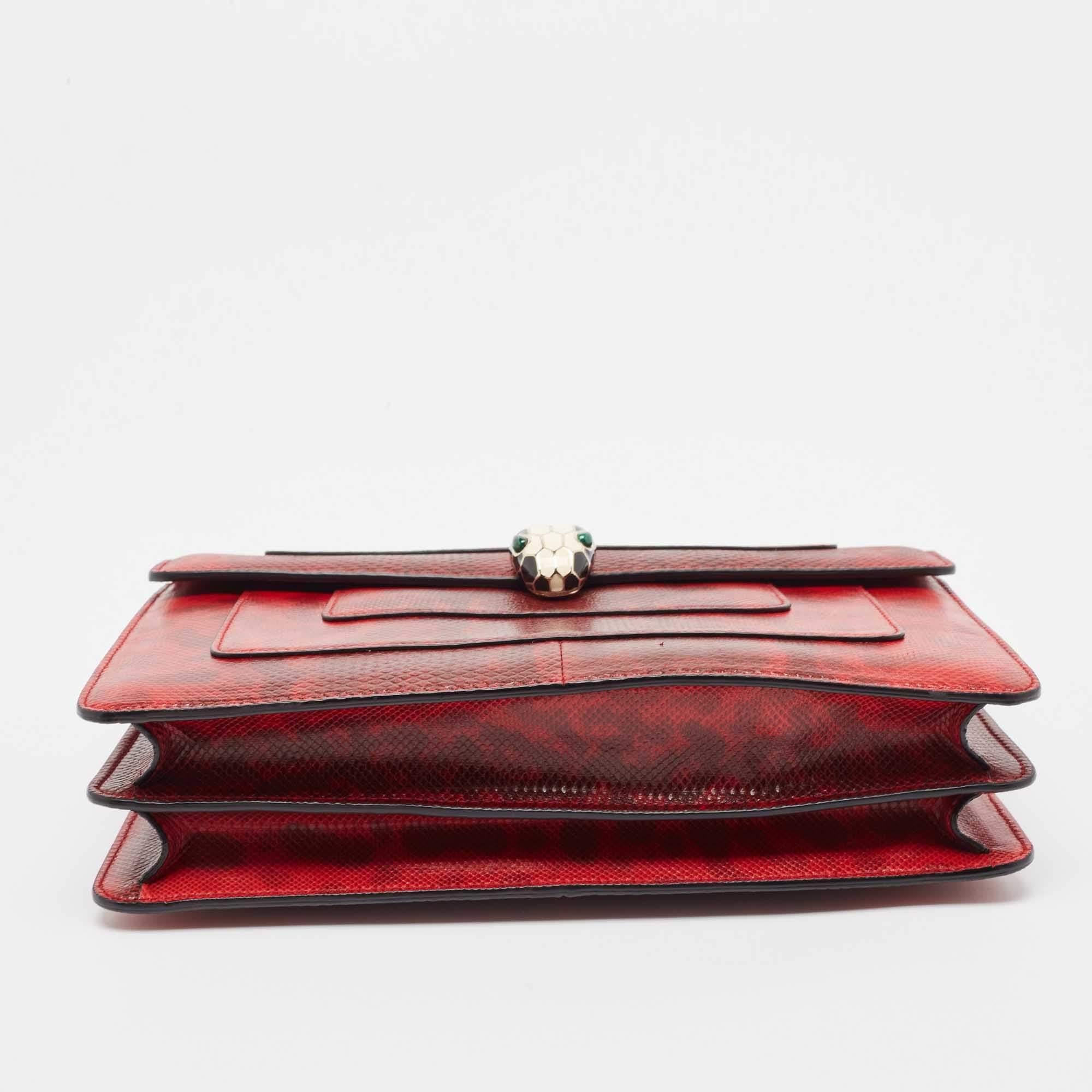 Bvlgari Red Karung Leather Medium Serpenti Forever Shoulder Bag 2