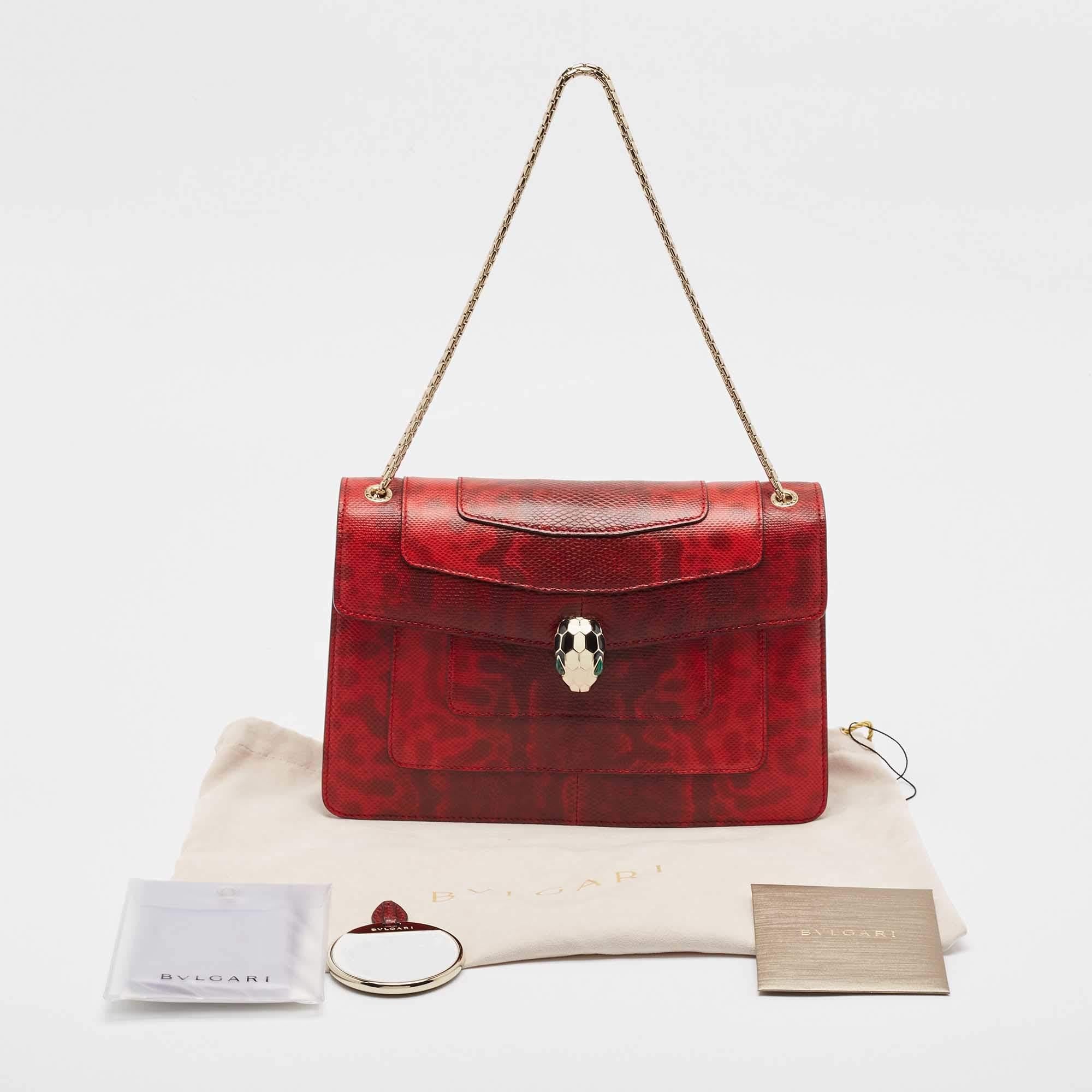 Bvlgari Red Karung Leather Medium Serpenti Forever Shoulder Bag 4